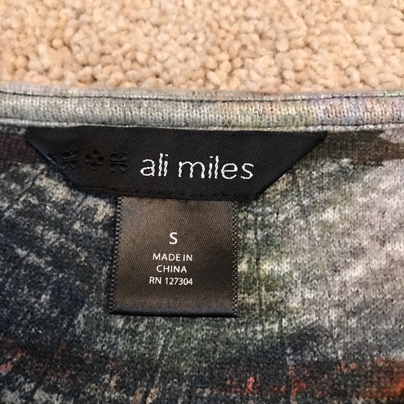 Ali Miles Casual Top Womens Small Grey Artistic Print Pocket Brushed Fleece - Picture 4 of 10